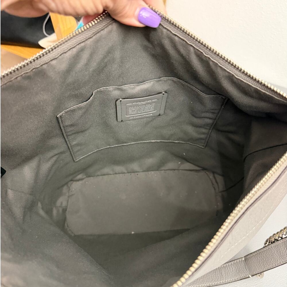 Coach Paxton Duffle Crossbody Gray Pebbled Leather Shoulder Bag EUC - Picture 7 of 8